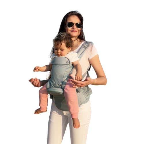 CooCooBaby Baby Carrier with Hip Seat - Ergonomic, Cozy and Lightweight Infant Carrier for 7-44lbs, Effortless to Put On, Ideal for Hands-Free Parenting, Enhanced Lumbar Support (Gray)