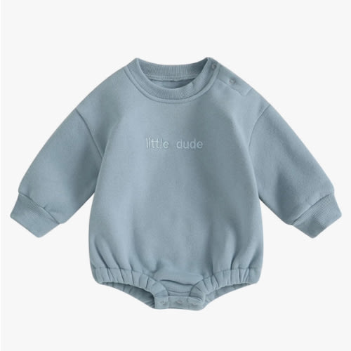 VISGOGO Newborn Infant Baby Boy Girls Oversized Romper Little Dude Sweater Onesie Coming Home Outfit Neutral Clothes