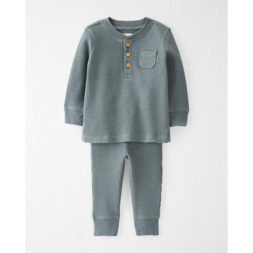 Baby Waffle Knit Play Set Made with Organic Cotton - 3M - Style,Aqua Slate