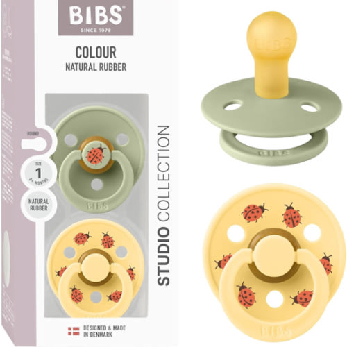 BIBS Colour Studio Soother 2-Pack, Size 1 (0-6 Months), Sage/Pale Butter