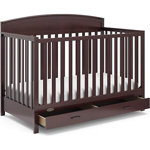 Graco Benton 5-in-1 Convertible Crib with Drawer (Espresso) - Converts from Baby Crib to Toddler Bed, Daybed and Full-Size Bed, Fits Standard Full-Size Crib Mattress, Adjustable Mattress Support Base