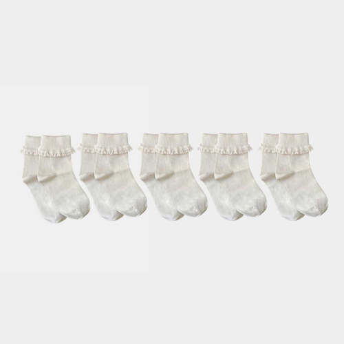 Pure Organic Lace Socks, 5 Pairs, 3-12M