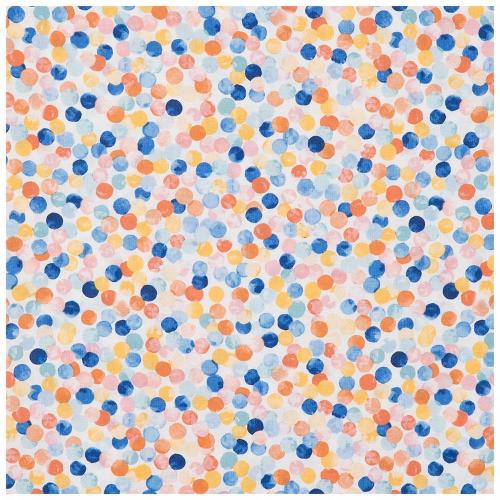 Coral Navy Dot Cotton Calico Fabric