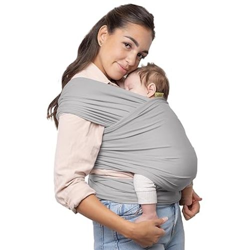Boba Baby Wrap Carrier – Original Baby Sling Carrier for Newborns (7–35 lbs), Soft, Secure, Hands-Free & Ergonomic, Ideal for Comfortable Bonding, New Parents (Serenity Light Grey)