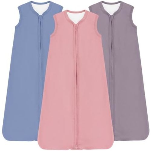 Baby Sleep Sacks Lightweight, Soft & Breathable 0.5 TOG Wearable Blanket with Zipper, 3-Pack 0-3-6-12-24-4T