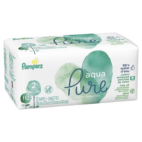 Pampers Aqua Pure Sensitive Baby Wipes 2X Pop-Top 112 Count - 112 Count (Pack of 2)