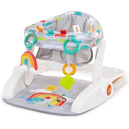 Bright Starts Learn-to-Sit Baby Floor Seat, 2-Positions Grow with Infant, Portable Baby Chair, Includes Sensory Toys, Unisex, 4-12 Months, Playful Paradise