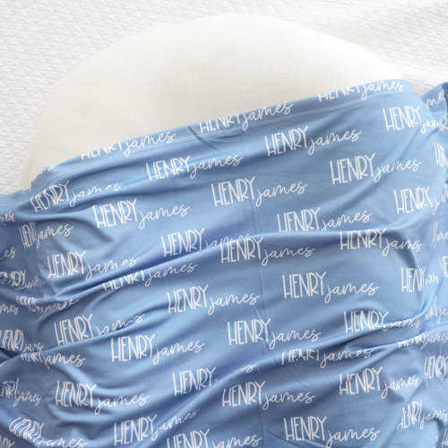 Personalized Baby Name Swaddle Blanket Font Duo | Best Selling Blues