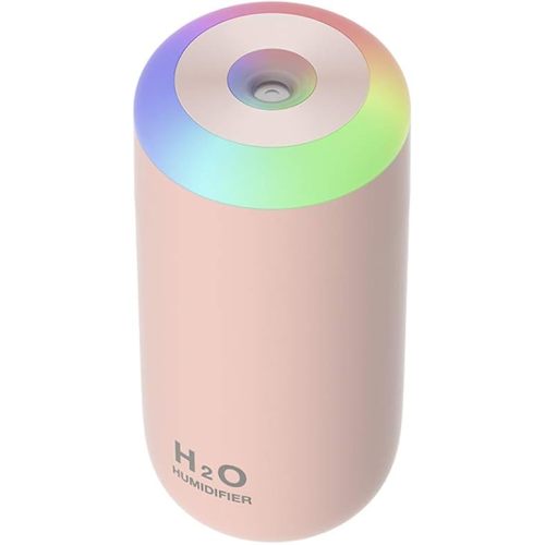Mini Humidifier, 350ml Baby Humidifier for bedroom, Cool Mist Humidifier Baby, LED Humidifiers with Night Light, Desk humidifier, USB Humidifier, Portable humidifier (Pink)