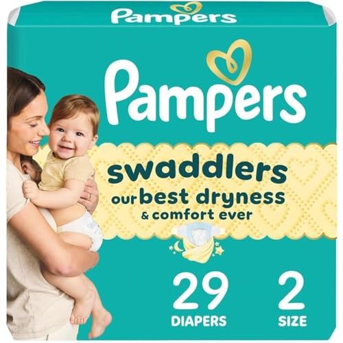 Pampers Swaddlers Diapers, Size 2 (10-22 lbs), 29 Count, Absorbent, Keeps Baby Dry and Comfortable, Skin Safe Disposable Baby Diaper (Packaging May Vary)
