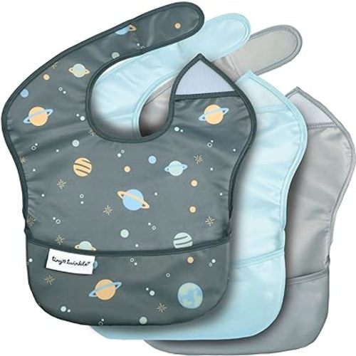 Tiny Twinkle Mess-Proof Baby Bib - Waterproof Bib for Baby Boy or Girl - PVC, BPA & Phthalate Free - Baby Food Bibs……
