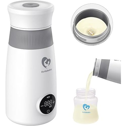 Portable Milk Warmer & Mixer, Cordless Travel Bottle Warmer for Breastmilk, Formula or Water, 10 oz Big Capacity, Big Battery Capacity for Journey, Calienta Biberones Portátil