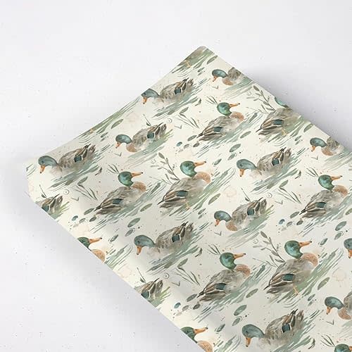 Watercolor Mallard Duck Leaves Baby Changing Pad Cover, Unisex Duck Nursery Diaper Changing Table Pad Mat Sheet for Boys Girls-16x32