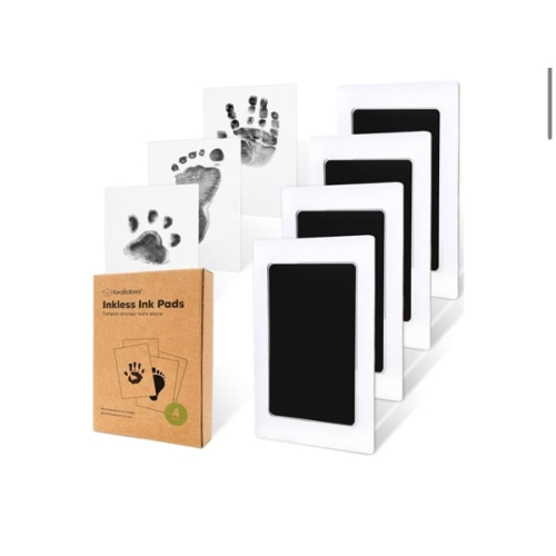 4-Pack Inkless Baby Hand and Footprint Kit - Mess Free Ink Pad for Newborn Keepsake, Dog Nose & Paw Print Kit, Clean Touch Ink Pad for Baby Hand & Footprints, Ideal New Mom Gifts (Jet Black)