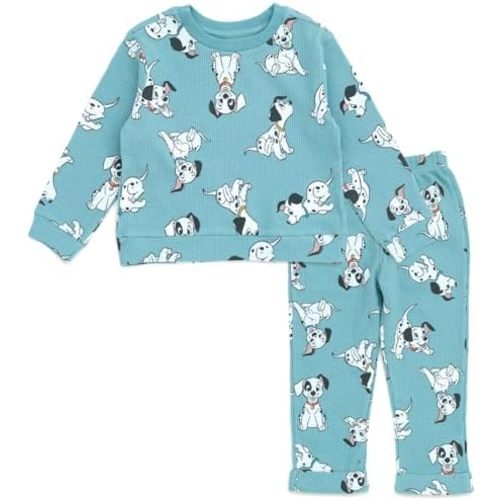 Disney Waffle Knit Pullover Sweatshirt and Jogger Pants Outfit Set Newborn to Little Kid Sizes (0-3 Months - 5)