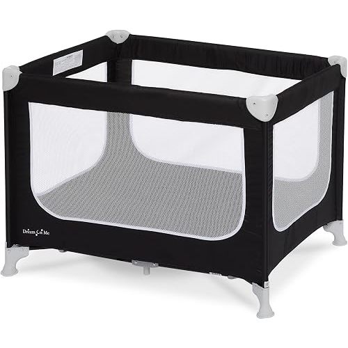 Dream On Me Zodiak Baby Playard, Breathable Mesh Sides, Soft Comfortable Mattress, Quick & Easy to Fold with Travel Carry Bag, Compact Space Saving Design - Black