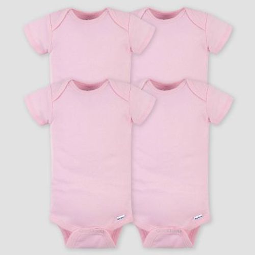 Gerber Baby Girls' 4pk Short Sleeve Onesie - Pink Newborn