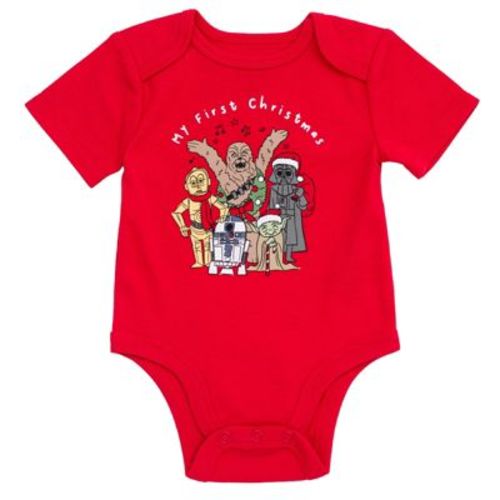 STAR WARS Christmas Newborn Baby Boys Bodysuit Red My First Christmas 0-3 Months