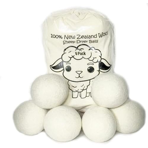 Organic Wool Dryer Balls | Reusable Natural Fabric Softener | Reduces Wrinkles & Drying Time | Large Dryer Balls is a Better Alternative to Plastic Balls and Liquid Softener| Saves Energy (Pack of 6)