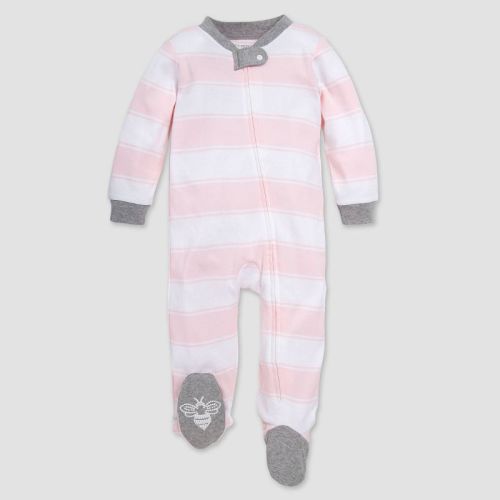 Burt's Bees Baby® Baby Girls' Rugby Striped Organic Cotton Sleep N' Play - Pink, Size: 0-3M