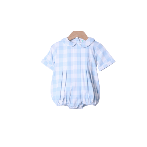 Blue Gingham Knit Bubble