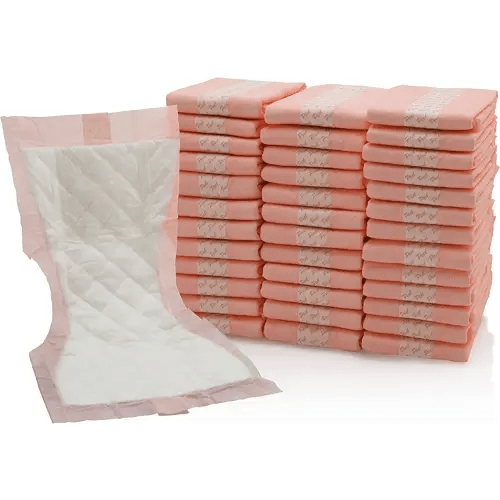 Extra Large Super-Absorbent Contoured Hospital Style Pad Liners [Pack of 40] 7" Wide X 14" Long - Maternity Pads for Heavier Post Birth Protection - Incontinence Liners 7x14 inches