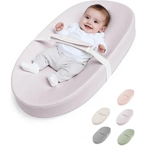 COMOMY Baby Changing Pad with Wipeable & Waterproof PU Cover, Contoured Diaper Changing Pad for Dresser with Non-Slip Safety Belt, Portable and Lightweight, Large Cushioned Foam, Lavender