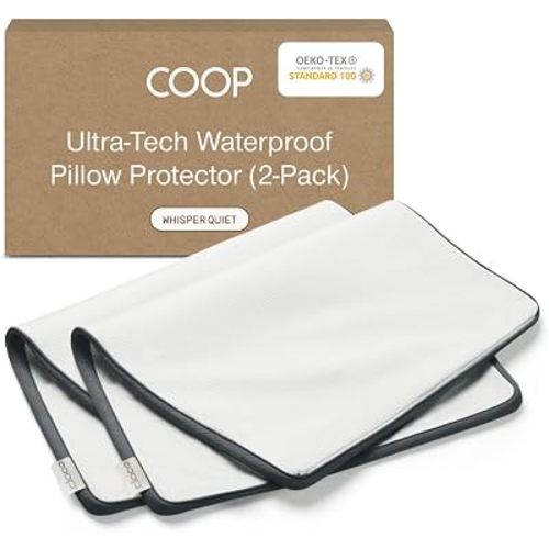 Coop Home Goods Ultra-Tech Pillow Protector for Memory Foam Pillows, Waterproof, Pack of 2 King Size Pillow Covers, Oeko-Tex Certified, Breathable, Zippered Covers, Machine Washable