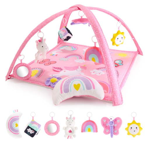 The Peanutshell 7-1 Rainbow Paradise Baby Gym/Mat: Activity for Tummy Time, Foldable