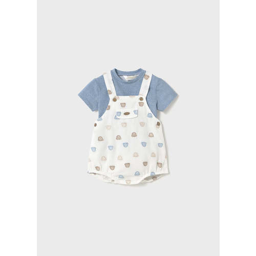 Mayoral - Newborn Embroidered Dungaree Set with T-Shirt