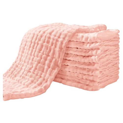 Yoofoss Muslin Burp Cloths for Baby 10 Pack 100% Cotton Baby Washcloths for Boys Girls Large 20''X10'' Super Soft and Absorbent Blush