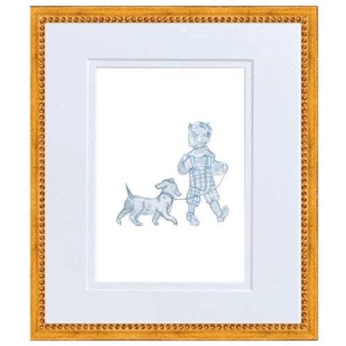 Snips and Snails Toile Hand Painted Watercolor Print with Mat- Best Friends