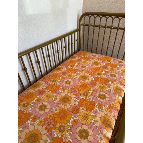 Organic Muslin Crib Sheets, Organic Baby Bedding, Pink Groovy Floral
