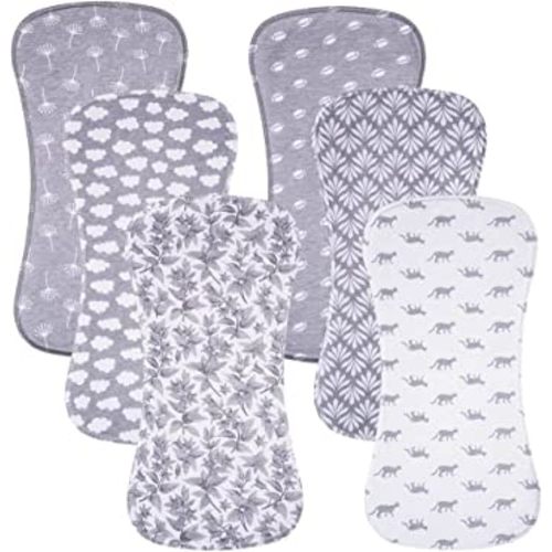 6 Pack Cotton Baby Burp Cloths Extra Absorbent Soft for Baby Boys and Girls (Grey02)