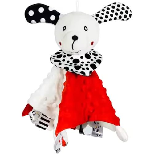 Lovey Security Blanket – High-Contrast Plush Comfort Toy & Soft Blankie for Babies and Newborns (Multiple Designs) (Dot The Pup)