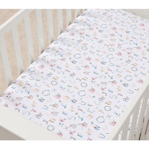 Floral ABC Organic Crib Fitted Sheet | Pottery Barn Kids