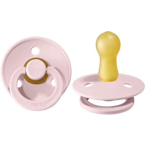 BIBS Pacifiers Colour Collection | Natural Rubber Baby Pacifier | Set of 2 BPA-Free Soothers | Made in Denmark | 0+ Months (Pack of 2) | Blossom