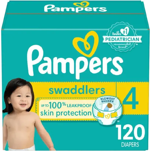 Pampers Baby Diapers - Swaddlers - Size 4, 120 Count, Ultra Absorbent Disposable Infant Diaper