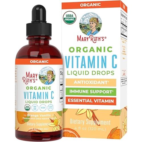 MaryRuth Organics Organic Vitamin C Supplement | Liquid Vitamin C Liquid Drops for Adults & Kids | Immune Support Supplement for Overall Health | Vegan | Non-GMO | Gluten Free | 4 Fl Oz