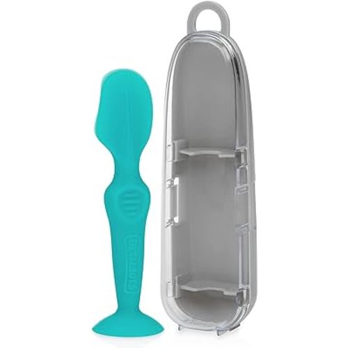 Dr. Talbot's Diaper Cream Brush for Babies - Diaper Rash Cream Applicator with Suction Base and Hygienic Case - Mini Size - Aqua Blue