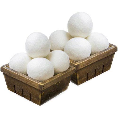 SnugPad XL Wool Dryer Balls, Natural Fabric Softener 100% Organic New Zealand Wool, Anti Static, Lint Free, Odorless, Chemical Free, Reduces Wrinkles, Baby Safe, Save Energy & Time, White 8 Count