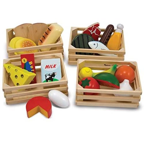 Melissa & Doug Food Groups - 21 Wooden Pieces and 4 Crates