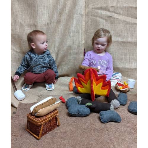 Campfire Play Set - Felt campfire,Pretend Play,camping,kids room,plush toy,doll,gift,forest,playtime