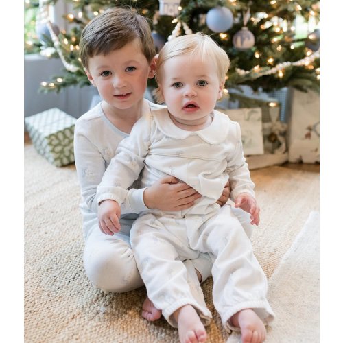 Edgehill Collection x The Broke Brooke Baby Boys Brooks Peter Pan Collar Vintage Santa Coverall