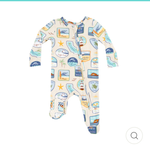 2 Way Zipper Footie - Beach Patches