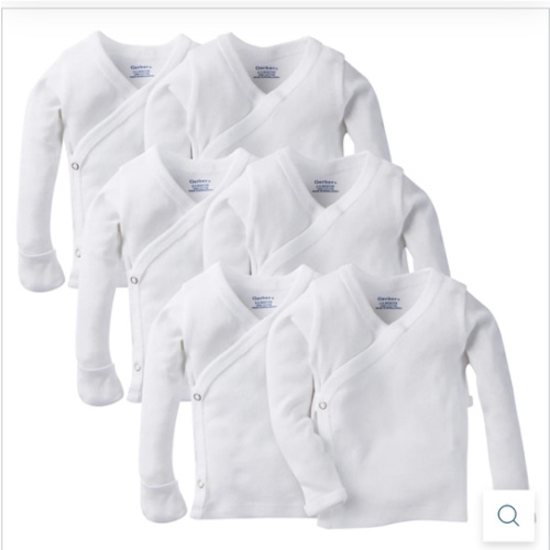 6-Pack Baby White Long-Sleeve Side-Snap Mitten-Cuff Shirts – Gerber Childrenswear