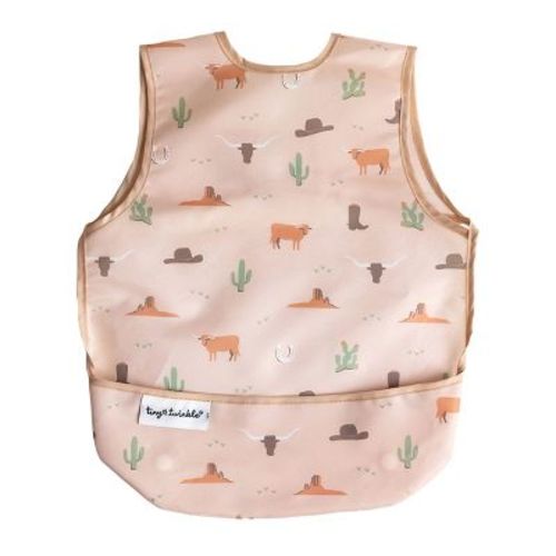 Tiny Twinkle Mess-proof And Waterproof Baby Bib/apron, Machine Washable And Bpa-free (cowboy, Small 6-24 Months)