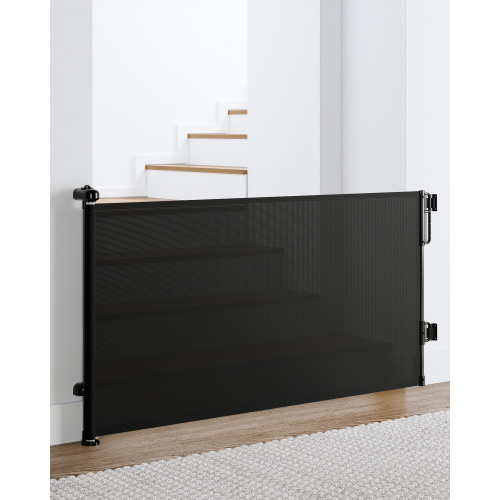 Ophanie Retractable Baby Safety Gate,Extra Wide Mesh Dog Pet Gate 33" Tall, Extends to 55" Wide, Indoor & Outdoor Child Gates for Stair&Doorways, Black