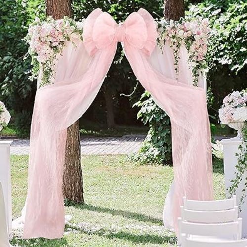 Giant Bow Decoration, Big Bows for Backdrop 75x18 Inch,Bow Themed Room Decor,Large Satin Decorative Bows for Wedding Engagement Bachelorette Baby Shower Bridal Christmas(Pink,Tulle)