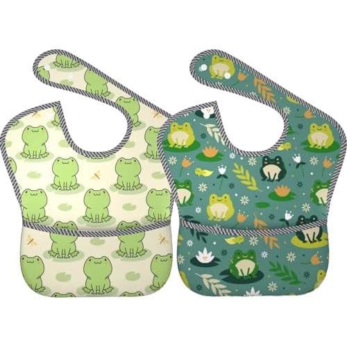 Cute Bibs 2Packs for 6-24 Months Washable Fabric Waterproof